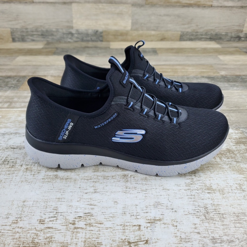 Skechers Summits Best Choice Womens Waterproof Sz 9 Black Light Blue Sneakers